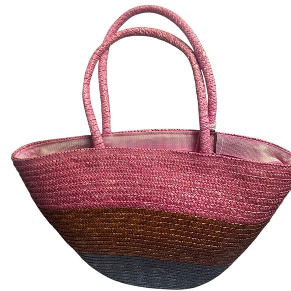 Liz Claiborne multi colored straw Oversized Fish Beach Bag - Picture 3 of 13